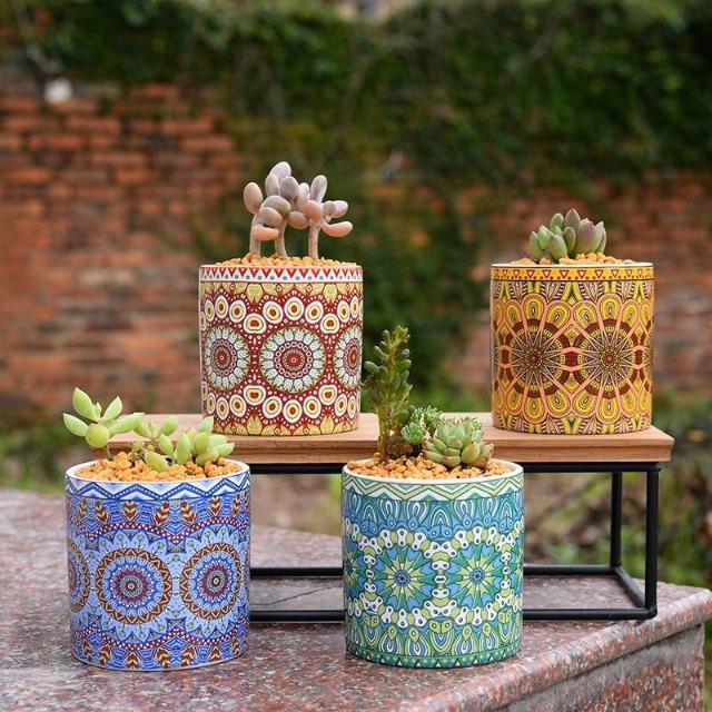 MAYA - Indoor Ceramics Mandala Flower Planter